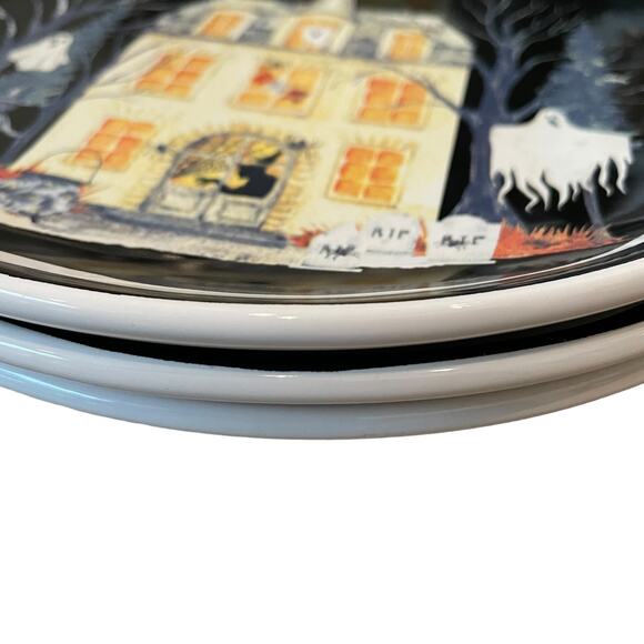 Potter's Studio Halloween HAUNTED HOUSE Salad Plates Set of 4 Witch Ghost New - Picture 4 of 10